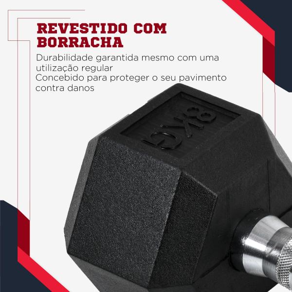Conjunto de Halteres 16 kg com Barra Metálica e Cabeça Hexagonal Conjunto de Pesos para Treino 30,5x12,7 cm Preto e Prata