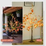 Árvore de Eucalipto Artificial 120 cm Árvore Artificial com 175 Luzes LED e Base Decoração Laranja e Marrom