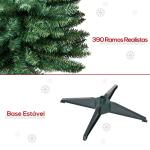 Árvore de Natal Artificial 180cm Ignífugo com 390 Pontas de Ramo PVC Decoração de Natal para Interiores Fácil de Montar Verde