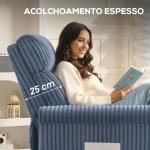 Poltrona Relax Reclinável Manual Estofada em Veludo com Apoio para Pés 73x86x100 cm Azul Escuro