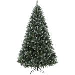 Árvore de Natal Artificial 180 cm com 802 Pontas Efeito Nevado, 59 Pinhas e Base Metálica Dobrável Verde e Branco