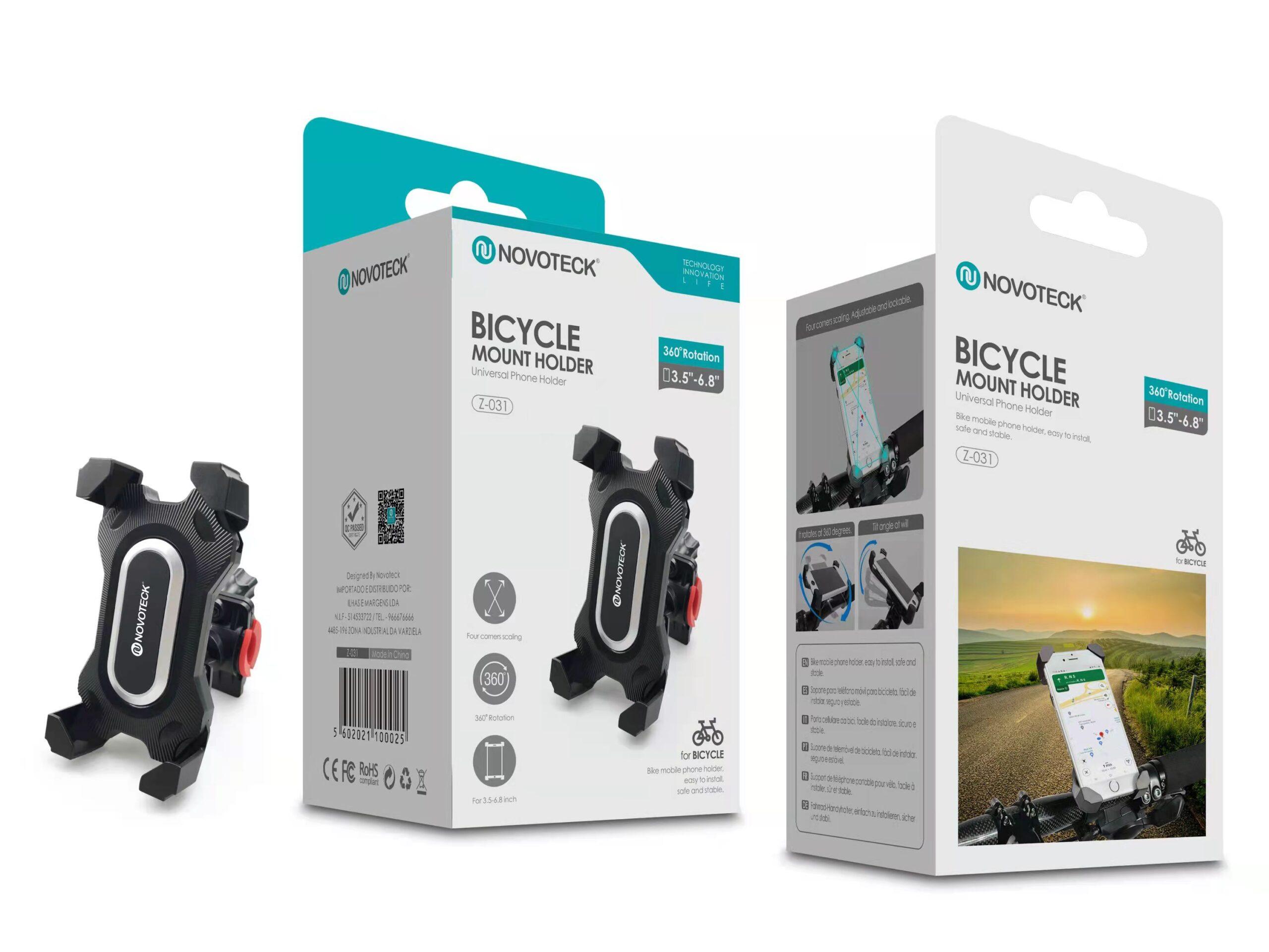Suporte Universal Z - 031 para Telemóvel de Bicicleta - Rotação 360°, Fixação Segura, Compatível com Vários Tamanhos