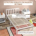 Estrutura de Cama de Madeira Estrado de Cama de Solteiro para Colchão 190x90 cm Carga 120 kg 198x96x70 cm Branco