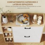 Sapateira Estreita com 3 Prateleiras Laterais e Prateleiras Ajustáveis para 15 Pares de Sapatos 83x24x90,5 cm Madeira e Branco