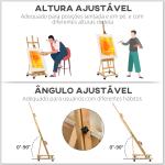 Cavalete de Pintura Dobrável 238 cm Cavalete de Madeira com Rodas Altura Ajustável Bandeja Madeira