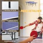 Mesa Dobrável de Ping Pong com Rede 152,5x274x76cm Tênis de Mesa e Material em Aço e MDF na cor Azul
