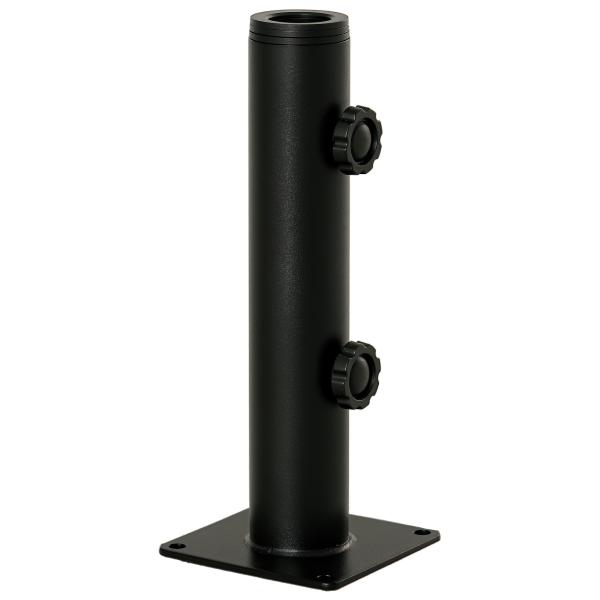 Suporte Chapéu de Sol para Chão de Cimento com 2 Botões de Bloqueio e 4 Parafusos Base de Chapéu de Sol para Mastros de 34/38/48mm 12x12x30cm Preto