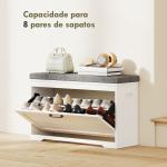 Banco Sapateira Moderno com Assento Acolchoado Prateleira Ajustável para 8 Pares de Sapatos 80x30x50 cm Branco