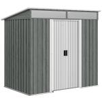 Abrigo de Jardim Exterior 2 m² 195x122x181,5 cm Abrigo Metálico com Base SEM CHÃO 2 Portas de Correr Janelas Cinza Claro