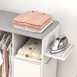 Móvel de Engomar de Madeira com Rodas Barra para Pendurar Roupa Prateleira Aberta e Tábua Dobrável 107x42,5x99 cm Branco