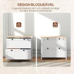 Móvel Arquivador com 2 Gavetas 2 Barras Suspensas para Tamanho A4 e 2 Chaves 79x40x72 cm Branco e Madeira