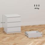 Cómoda com 3 Gavetas com Fecho Suave para Quarto Escritório Estilo Moderno 45x40x52,8 cm Branco
