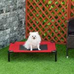 Cama para Animais de Estimação Cama Elevada para Cães Gatos Portátil Tecido Transpirável para Exterior Interior 76x61x18cm Vermelho