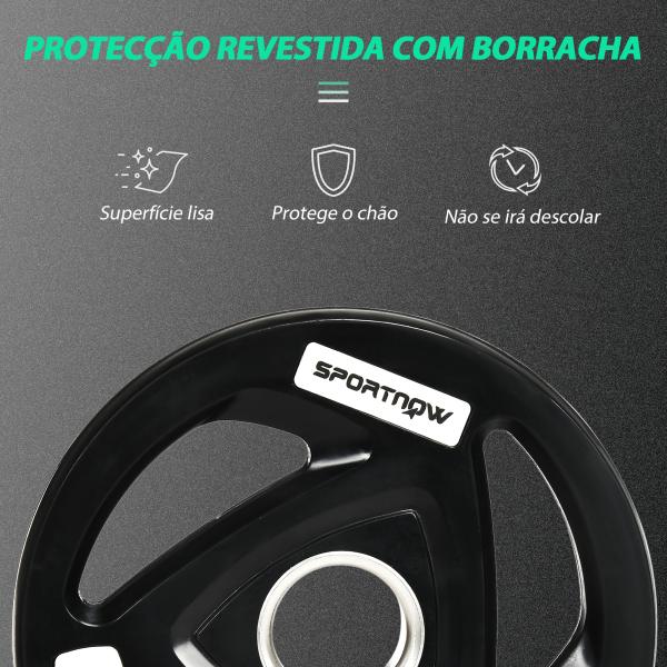 Conjunto de 2 Discos de Pesos Olimpicos 10kg Ferro Fundido Placas de Peso com Orifício de 5cm Ø32x4cm Preto