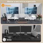 Suporte para Monitor com Ângulo e Comprimento Ajustável e 2 Gavetas para Escritório 60 - 116x22x12 cm Branco
