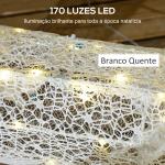 Rena com Trenó Luminoso Decoração de Natal com 170 LED Branco Quente Iluminação Natalícia 50x29x42 cm Multicor