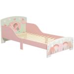 Cama para Crianças de Madeira com Barreira de Proteção e Estampados Carga Máx. 40 kg 143x77x60 cm Rosa
