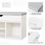 Sapateira com Assento Acolchoado Carga máxima de 120kg MDF 80x30x43cm Branco