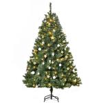 Árvore de Natal Artificial com 745 Ramos 200 Luzes LED com Cor Branco Quente Suporte e Decorações Incluídas Ø112x180cm Verde