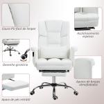 Cadeira de Escritório com Massagem em 6 Pontos Apoio para os Pés Retrátil Controlo Remoto e Suporte Lombar 69x65x115 cm Branco