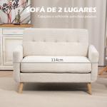 Sofá de 2 Lugares Estofado em Veludo Sofá de Sala de Estar Moderno com Apoio para os Braços e 114x71x82 cm Beige