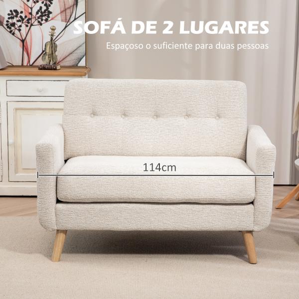 Sofá de 2 Lugares Estofado em Veludo Sofá de Sala de Estar Moderno com Apoio para os Braços e 114x71x82 cm Beige