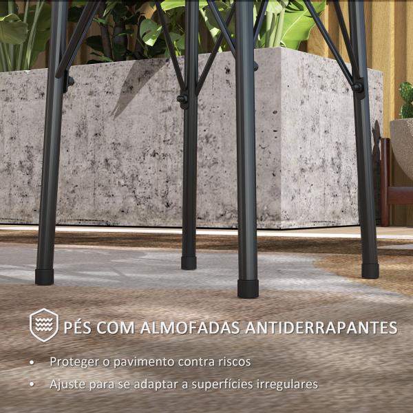 Mesa de Jardim Redonda Mesa de Varanda Ø40x50 cm com Pés Ajustáveis e Estrutura em Forma de X para Exterior e Interior Preto