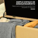 Banco de Armazenamento Estofado em Linho com Tampa Abatível e Pés de Aço Carga Máxima 150kg 101x38,5x44,5 cm Amarelo