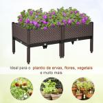Conjunto de 2 Floreiras de Exterior Quadradas Elevadas Combinação Livre Floreiras para Jardim 50x50x46,5 cm Marrom