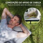 Cama Dobrável de Campismo Praia com Apoio de Cabeça e Bolso Lateral Suporta até 150 kg 187x67x37 cm Cinzento