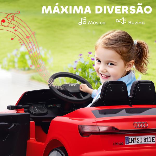 Carro Elétrico para Crianças Carro Audi Q8 Etron Sportback Infantil 12V Faróis Buzina e Música 98x49,5x43 cm Vermelho