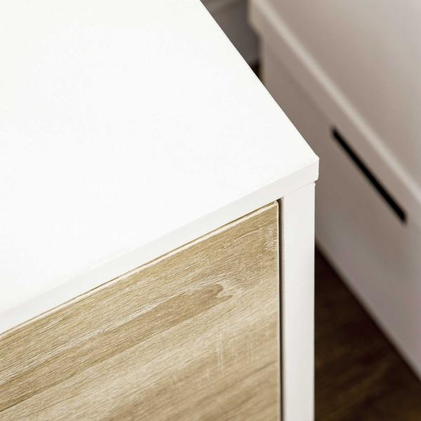 Móvel de TV com Gaveta para Televisores de até 50 Polegadas Aparador de Sala de Estar 110x40x50cm Branco e Madeira