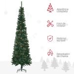 Árvore de Natal Artificial 225 cm Árvore de Natal com 706 Ramos Árvore de Natal Slim com 56 Pinhas Base Dobrável Ø58x225 cm Verde