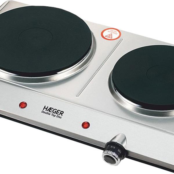 Placa Eléctrica 2 Discos 2250W (Inox) - HAEGER