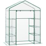 Estufa de Jardim com 8 Prateleiras Cobertura de PVC e Estrutura de Aço 143x73x195 cm Transparente e Verde