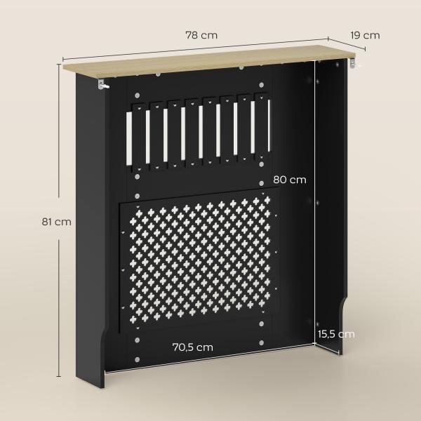 Cobertura para Radiadores Proteção Radiador de MDF 78x19x81 cm Desenho Moderno de Ripas Preto
