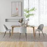 Conjunto de 4 Cadeiras de Sala de Jantar Modernas Cadeiras Estofadas em Veludo com Encosto Alto e Pés de Aço 50x52x83 cm Cinza