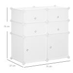 Armário Modular de Plástico Armário Modular com 6 Cubos Organizador de Roupas Sapatos Brinquedos 75x37x73cm Branco