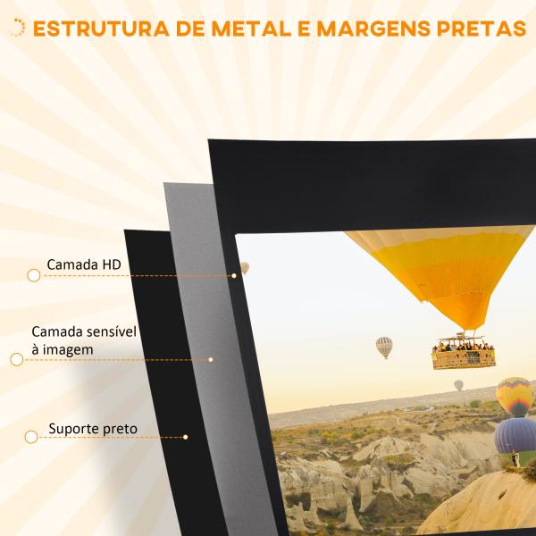 Tela de Projeção Manual com Suporte 100 Polegadas Portátil Formato 16:9 com Altura Ajustável 235,8x8x136 cm Branco e Preto