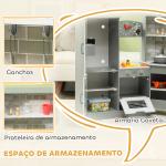 Cozinha de Madeira para Crianças com Sons Forno Lavatório Micro - Ondas Máquina de Gelo e Acessórios 110x80x91 cm Cinza