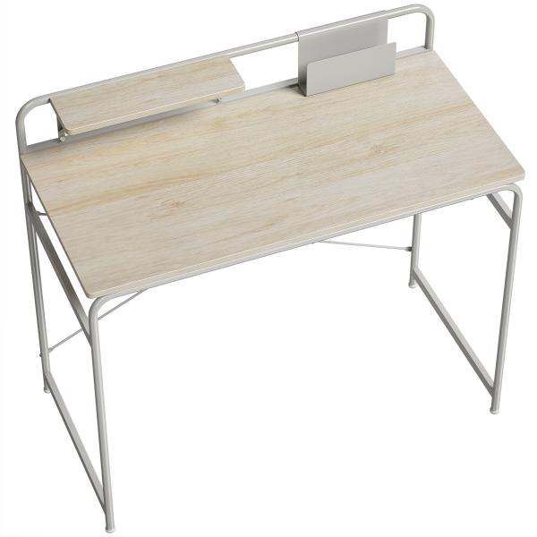 Secretária Moderna com Prateleira e Estrutura Metálica Fácil Montagem 98x48x88,5 cm Carvalho