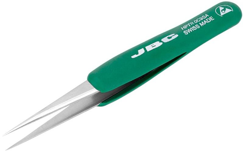 Pinça de Alta Precisão c/ Cabo de Borracha e Corpo Curto - JBC
