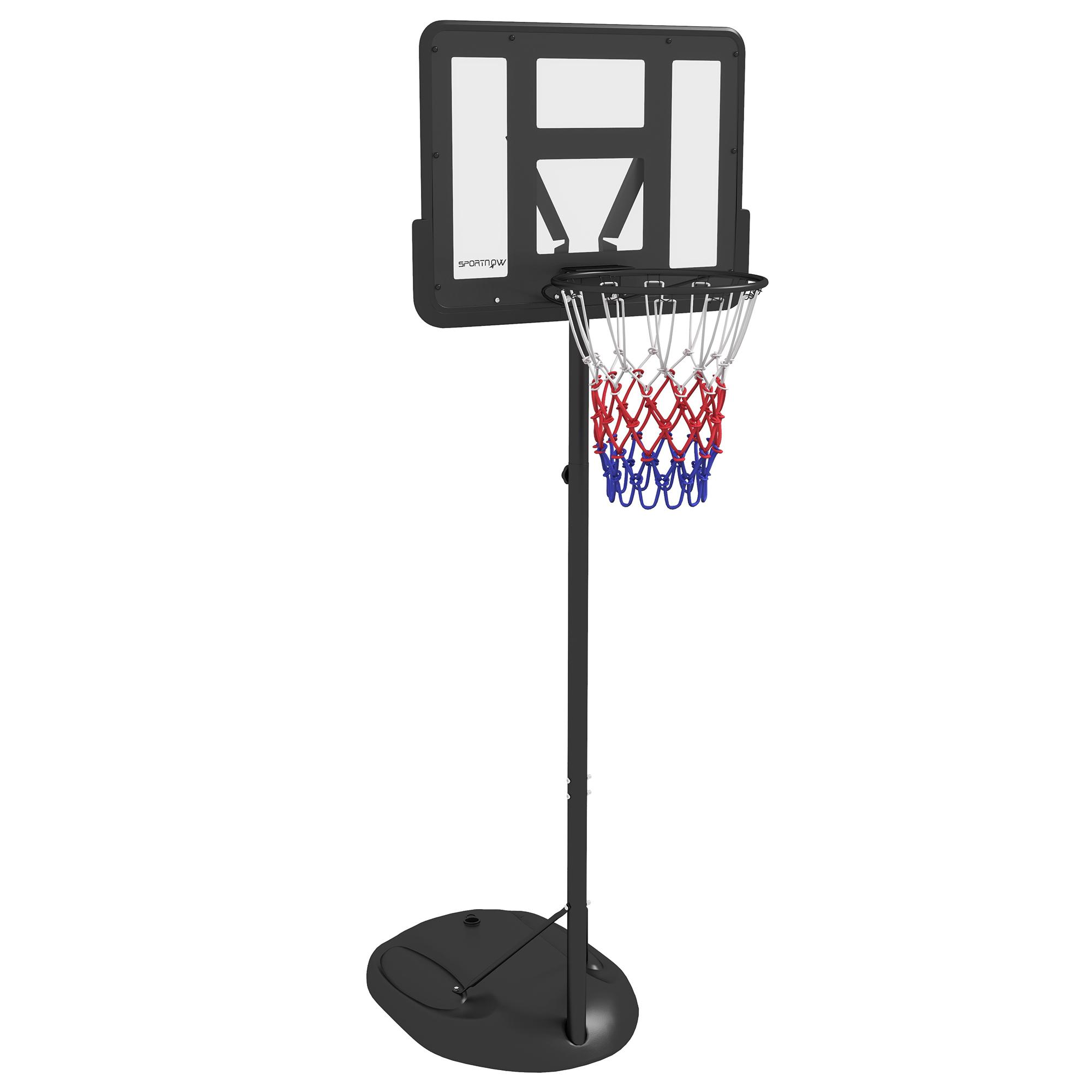 Tabela de Basquetebol com Altura Ajustável 216 - 277 cm Aro de Basquetebol para Exterior com Rodas e Base Recarregável Preto