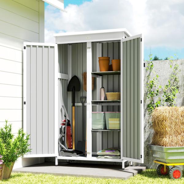Abrigo de Jardim 94x43x166 cm Armário para Ferramentas com 2 Prateleiras Ajustáveis e 2 Portas Preto