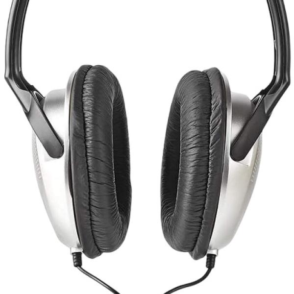 Auscultadores Headphones HPWD1201BK c/ Fios (Preto/Prateado) - NEDIS