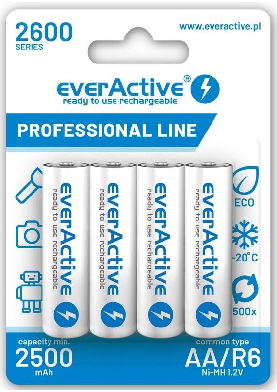 Blister 4 Pilhas Recarregáveis 1,2V AA Ni - Mh 2600mAh RTU - everActive