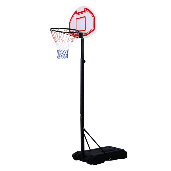 Tabela de basquetebol dobrável e ajustável em altura 150 - 210 cm branco preto e vermelho