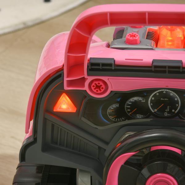 Motor de Caminhão para Crianças com 61 Peças Volante Buzina Faróis Caixa de Armazenamento e Rodas 40x39x47 cm Rosa