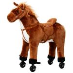 Cavalo de Brinquedo para Crianças de +3 Anos com Rodas Sons e Estrutura de Metal Carga 60kg 65x28x75 cm Castanho
