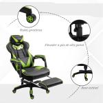 Cadeira de escritorio gaming ergonômica Altura Ajustável reclinável com apoio para pés Verde e Preto